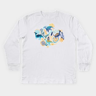 Gouache Parasaurolophuses Kids Long Sleeve T-Shirt